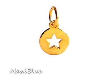 Pendentif étoile en or rose 925/Si.vg., 12 mm, breloque étoile, pendentif étoile en or, breloque étoile