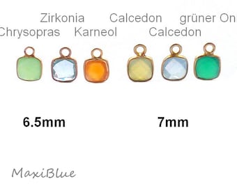925 silver 22 carat gold-plated gemstone charms 7 mm, carnelian, zirconia pendant 925/Si.vg 6.5 mm, charm green onyx, charm chalcedony 925 Si vg
