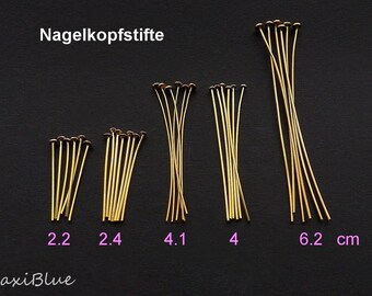 925/Si.24k gold-plated nail head pins in various sizes, 925 silver gold-plated nail head sticks, DIY earrings, DIY pendants.