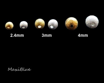 Małe koraliki ze srebra próby 925 o szlifie diamentowym o średnicy 2,4-4 mm, matowe koraliki ze srebra próby 925 VG o szlifie diamentowym, małe matowe koraliki ze srebra o szlifie diamentowym, biżuteria srebrna DIY