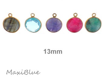 Gemstone pendant 925/Si. VG 13 mm, Labradorite charm, gemstone pendant, sapphire charm, DIY gemstone jewelry, emerald pendant