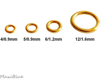 925/Si.verg.Binderinge 4/0.9mm 5/0.9mm 6/1.2mm 12/1.6mm,goldene Binderinge,geschlossene Ösen 925 vergoldet,diy Silberschmuck,Gold Ösen