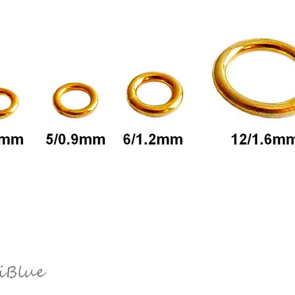 925/Si.verg.Binderinge 4/0.9mm 5/0.9mm 6/1.2mm 12/1.6mm,goldene Binderinge,geschlossene Ösen 925 vergoldet,diy Silberschmuck,Gold Ösen