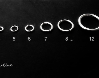 925/Si Binderinge 4/0.9mm 5/1mm 6/1mm 6/1.2mm 8/1mm 8.5/1mm 10/1.5mm,16/2mm silberne Binderinge,geschlossene Ösen 925 Silber,Silber Ösen
