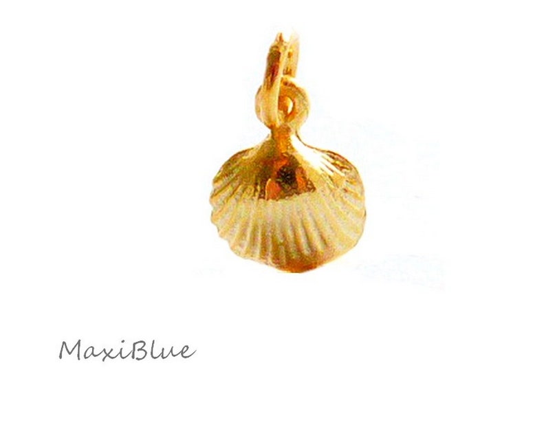 925 Silver shell charm,shell charm 925 Silver gold plated,mini pendant shell rosegold, image 5