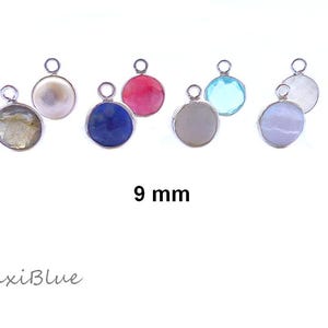 925 Silver Gemstone Charms 9 mm, Moonstone Pendant 925/Si.9 mm, Amazonite Charm, Small Gemstone Charms
