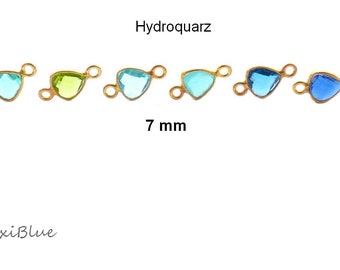 925Silber 2,5 mic 22 Karat vergoldet  1 A Qualität gefasste Hydroquarz Verbinder 7mm, diy Silberschmuck,kleine Stein Connector