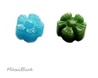 2pcs.Jade flower beads 10 mm,Jade beads 10 mm,diy gemstone jewelry,