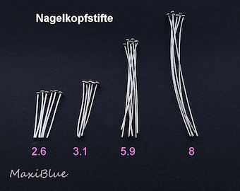 925/Si. Flat head pins in various sizes, 925 silver nail pins, nail head sticks, DIY earrings, DIY pendants.