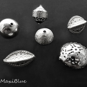 925 silver antique handmade Bali beads in approx. 3.9 cm, silver beads, diy silver jewelry, 925 decorative beads 39 mm, Bali beads