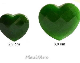 Jade heart bead 2.9 cm, heart bead jade green, heart pendant bead green jade, diy jewelry,