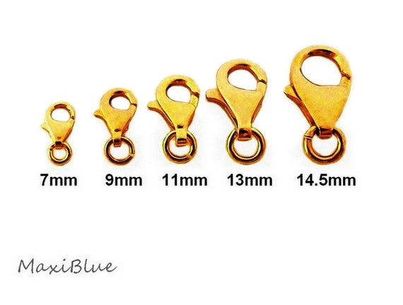 925/Silber verg. Karabiner von 7-16mm,Karabiner 925 vergoldet,Schmuckkarabiner 925 Silber,diy Silberschmuck