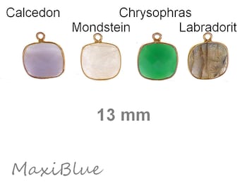 Gemstone pendant 925/Si. vg. 13 mm, Labradorite charm, gemstone pendant, Chrysophrase charm, DIY gemstone jewelry, Moonstone pendant go