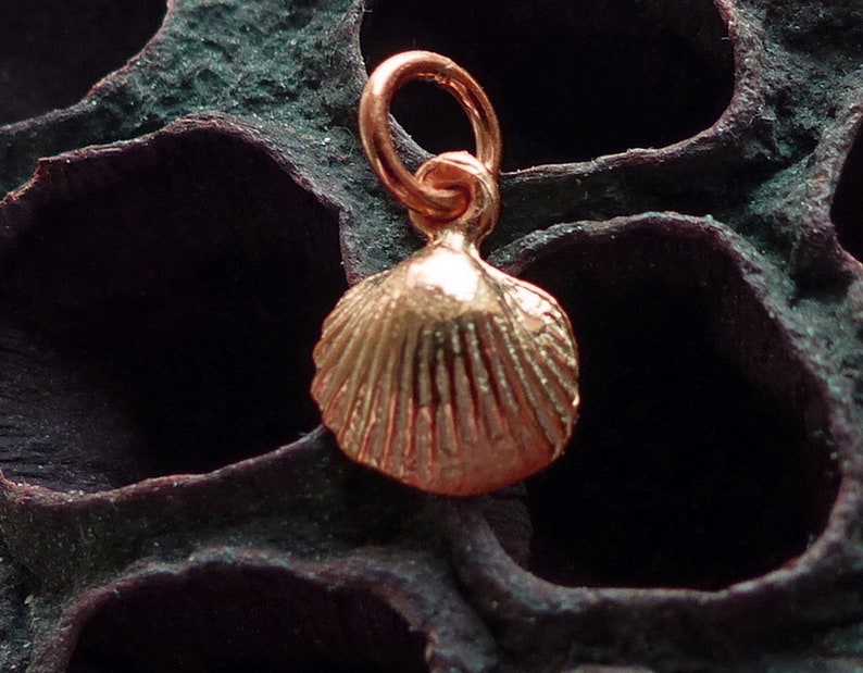 925 Silver shell charm,shell charm 925 Silver gold plated,mini pendant shell rosegold, image 8