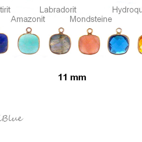 Gemstone pendant 925/Si 1.5mic 18 carat vg 11 mm, labradorite charm, gemstone charms, moonstone pendant 11 mm, 925 silver vg. Gemstone charms