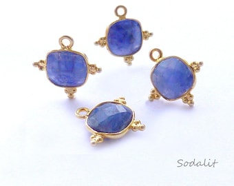 925/Si gold-plated gemstone pendants approx. 9 mm, gemstone pendants 925 silver (vg), Labradorite, Amazonite etc. charms 925, DIY gemstone pendants