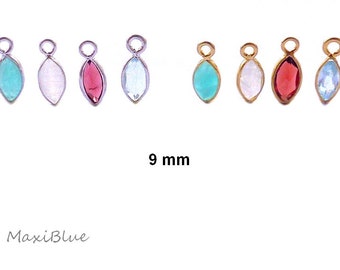 925 silver 24 carat gold-plated gemstone charms 9 mm, moonstone, amazonite, garnet, zirconia pendant. 925/Si. 9 mm garnet pendant, zirconia pendant