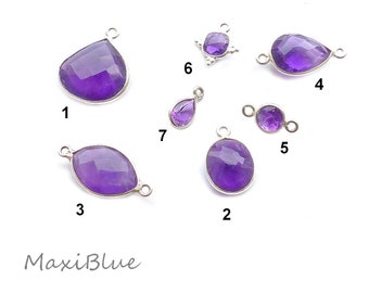 Edelstein Anh.925/Si.Amethyst Charms, Anhänger Amethyst Verbinder, 925 silber gefasst,diy Edelsteinschmuck