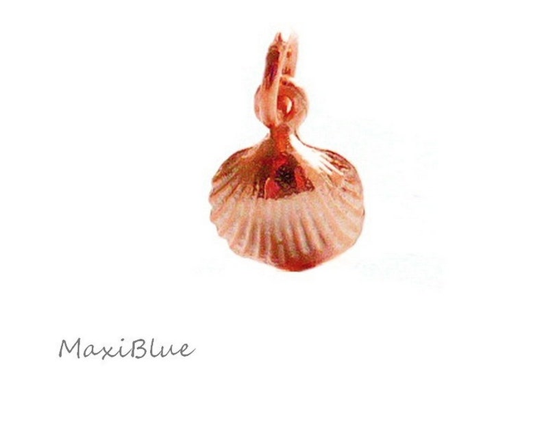 925 Silver shell charm,shell charm 925 Silver gold plated,mini pendant shell rosegold, image 7