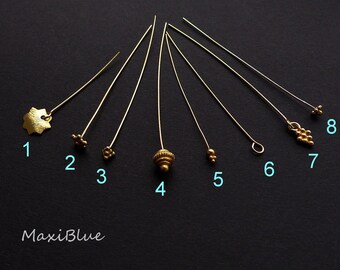 925/Si.24 k gold-plated decorative head pins in various sizes, chain pins 925 silver gold-plated, decorative head rods, diy earrings, pendants.
