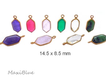 Art Deco gemstone pendant 925/Si 1.5mic 24 carat vg, gemstone charms 14.5 x 8 mm, strawberry quartz, citrine, rose quartz, sapphire pendant 14.5 mm,