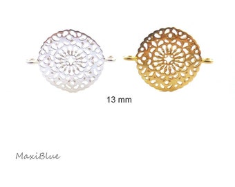 925/Si.2 mic.gold plattiert.Verbinder Mandala 13mm,connector Mandala gold,diy Silberschmuck,Mandala Verbinder 925 Silber,spirituell