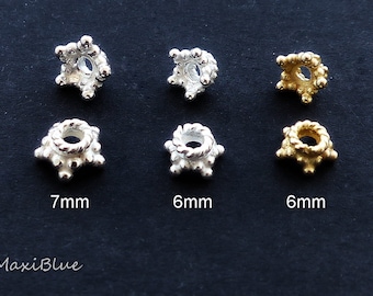 925/-Si.vg. Crown bead cap 6-7 mm, crown beads 925 silver, diy silver jewelry, crown caps