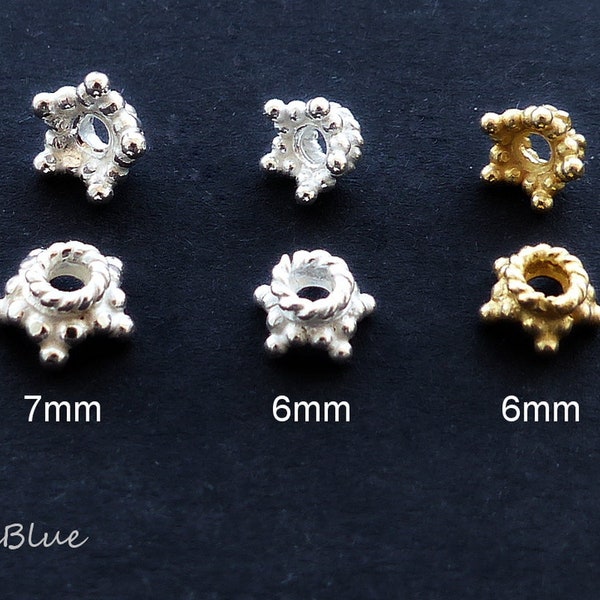 925/-Si.vg. Crown bead cap 6-7 mm, crown beads 925 silver, diy silver jewelry, crown caps