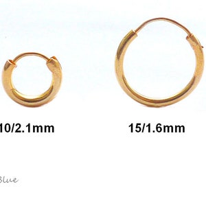 925/Si gold plated hoop earrings, gold hoop earrings 10 mm and 15 mm, earrings 925 silver gold plated, small hoop earrings