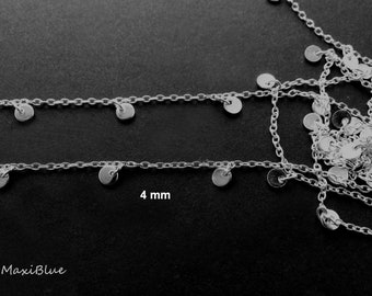 925/-Si .4mm Plättchenkette./m Ware /,feine Ankerkette mit runden 4mm Plättchen Silber m Ware,Meterware 4mm Plättchenkette 925 Silber