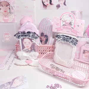 Pink Deco Photocard Holder Kpop Keychain Charm Cardholder Decorated image 20