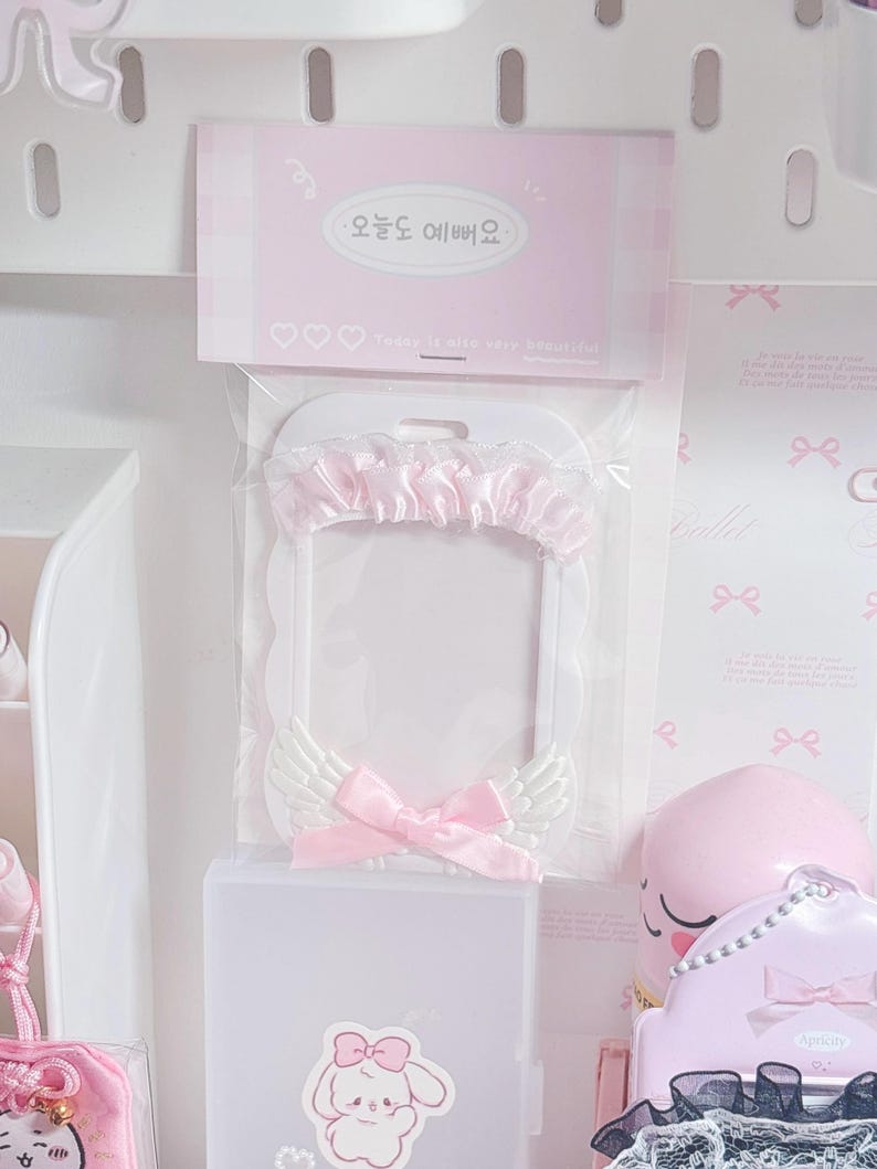 Pink Deco Photocard Holder Kpop Keychain Charm Cardholder Decorated image 6