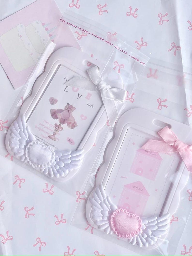 Pink Deco Photocard Holder Kpop Keychain Charm Cardholder Decorated image 7