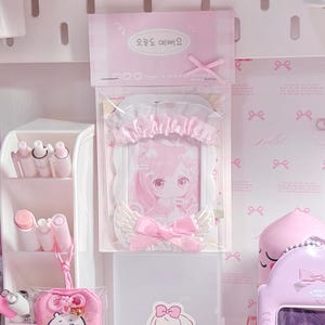 Pink Deco Photocard Holder Kpop Keychain Charm Cardholder Decorated image 10