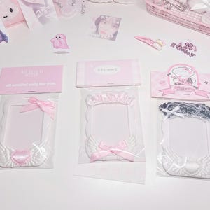 Pink Deco Photocard Holder Kpop Keychain Charm Cardholder Decorated image 11