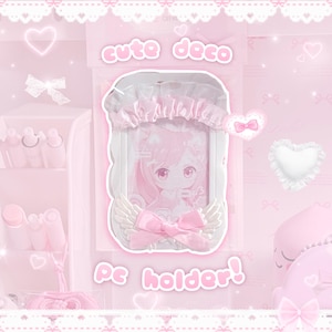 Pink Deco Photocard Holder Kpop Keychain Charm Cardholder Decorated