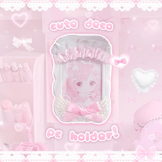 Pink Deco Photocard Holder Kpop Keychain Charm Cardholder Decorated