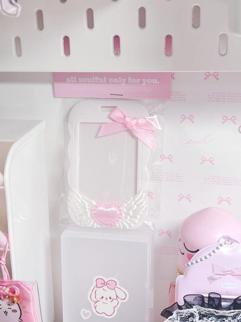 Pink Deco Photocard Holder Kpop Keychain Charm Cardholder Decorated image 8