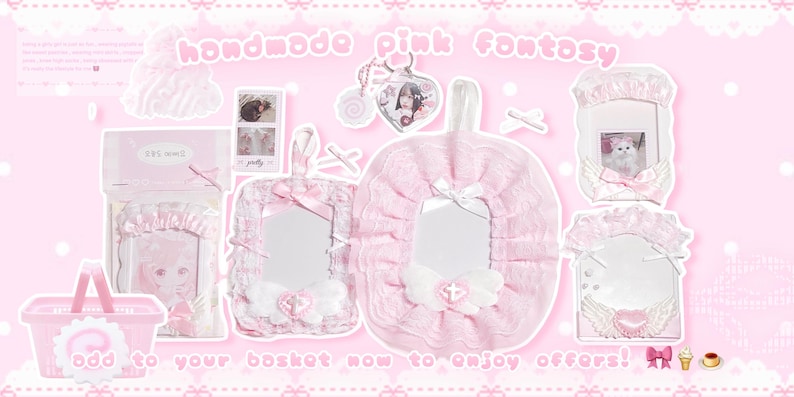 Pink Deco Photocard Holder Kpop Keychain Charm Cardholder Decorated image 4
