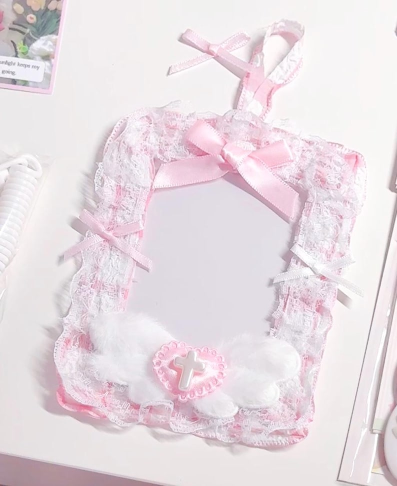 Pink Toploader Box Pink Deco Lace Toploader Holder Kpop Keychain Charm Cardholder - Etsy