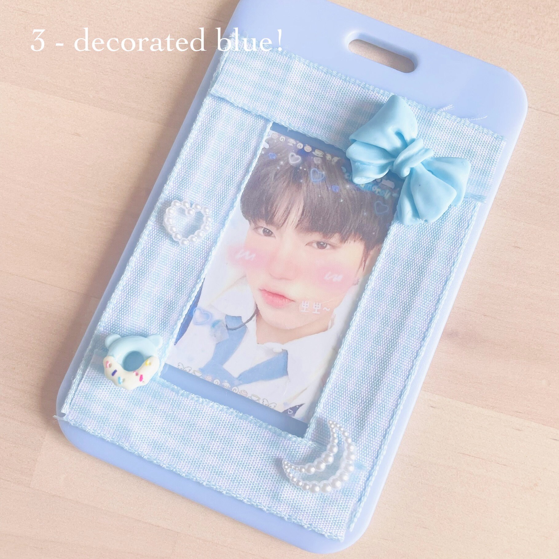 Cute Pink Kpop Decorated Photocard Holder Keychain Charm Aesthetic Cardholder