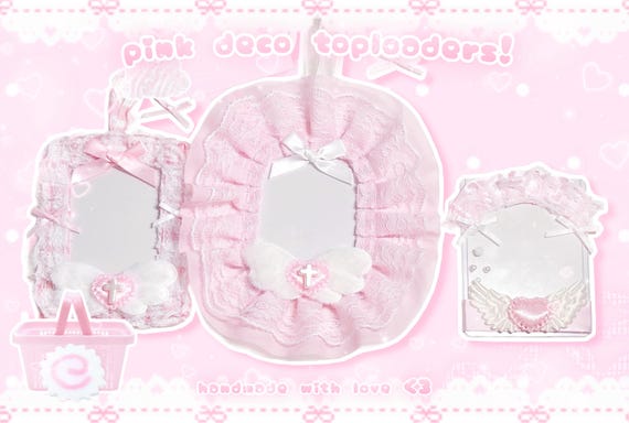 Pink Deco Lace Toploader Holder Kpop Keychain Charm Cardholder