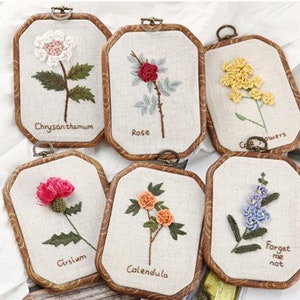 Flower Embroidery Kit, DIY Embroidery, Embroidery Art