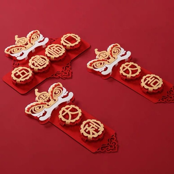 Chinese New Year Decoration, Chinese Calligraphy, Spring Festival Couplet, Year of Tiger, Lion Dance, 3D CNY, 2022 (8 designs available)
