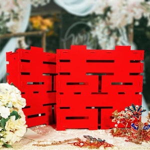 Chinese Wedding Decor, Wedding centerpiece for tables, Double Happiness, Felt Decor, DIY, Room Decor (Set of 2)