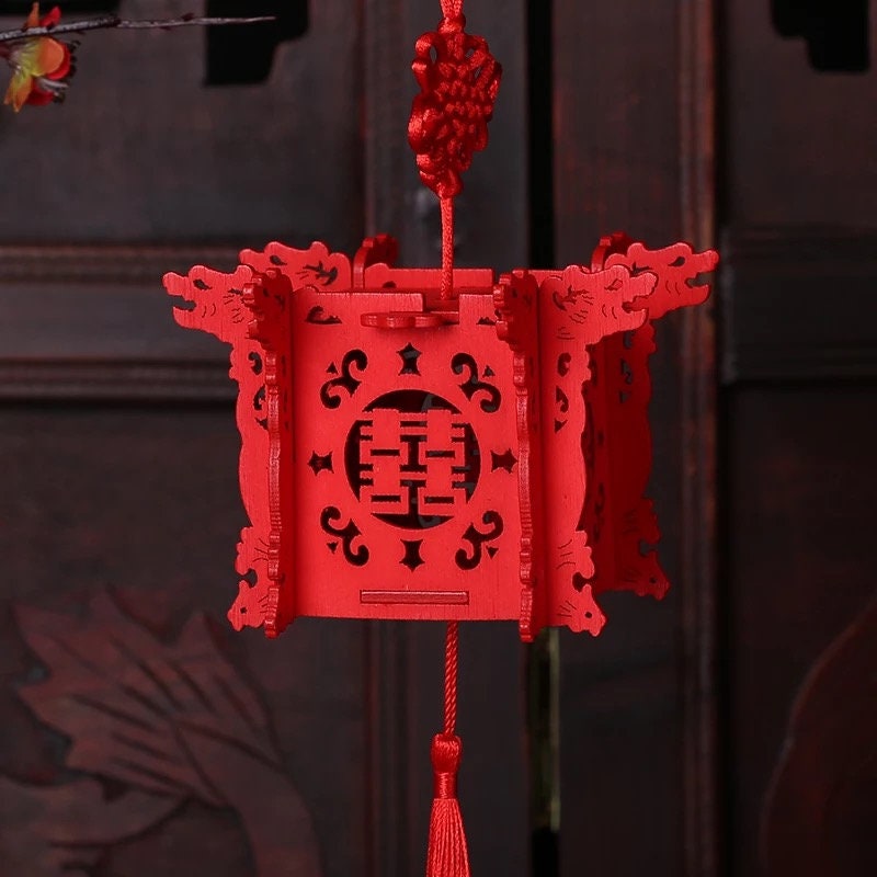 Chinese Wedding Red Lantern Wedding Favors Box DIY Wooden Etsy Hong Kong