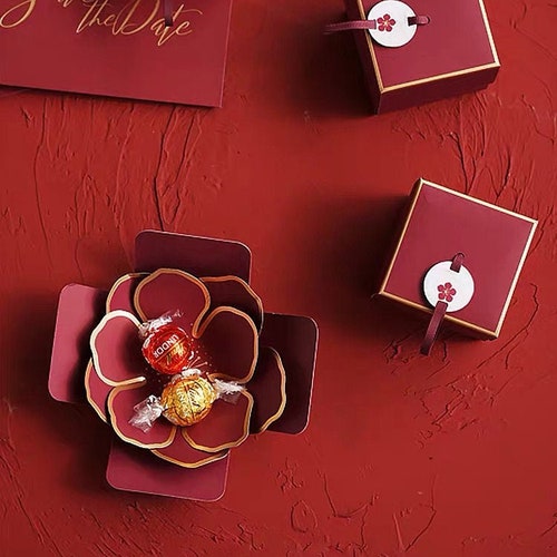 Elegant Wedding Favor Box With the Blooming Flower Candy Box Etsy