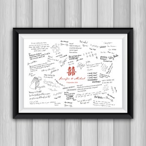 Alternativa al libro degli ospiti per matrimonio, poster alternativo al libro degli ospiti per matrimonio cinese, personalizzato, doppia felicità, personalizza