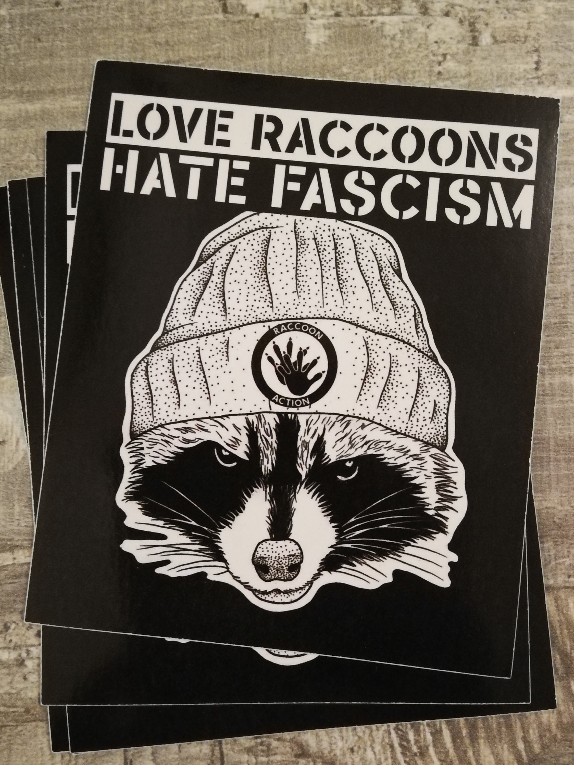 Stickers love Raccoons Hate Fascism 25/50/100 - Etsy UK