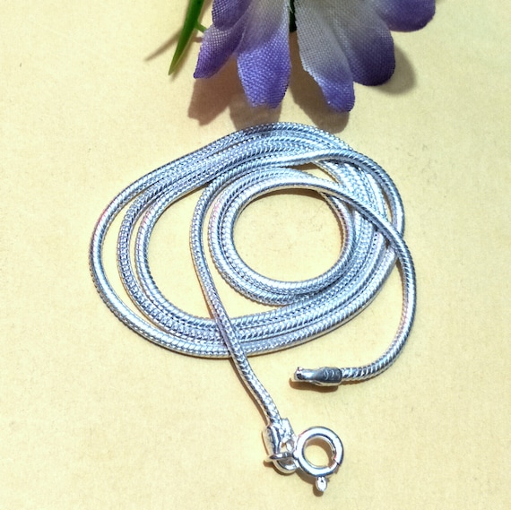 Necklace Snake Chain Solid Sterling Silver 925  Length 18  Lobster Clasp  Thickness 1.5 MM Item Code CJ 106 Inches